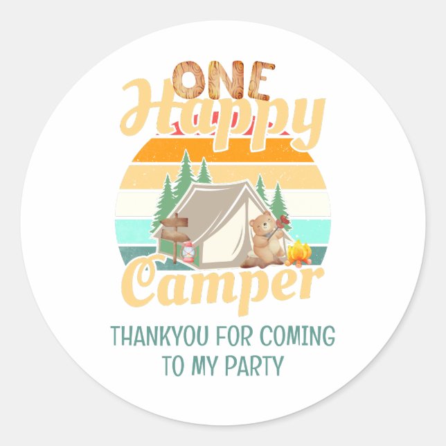 One Happy Camper Thankyou  Classic Round Sticker (Front)