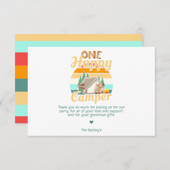 One Happy Camper Thankyou Note Card (Front/Back)