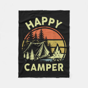 One Happy Camper Toddler Boy Funny Camng Campfire  Fleece Blanket