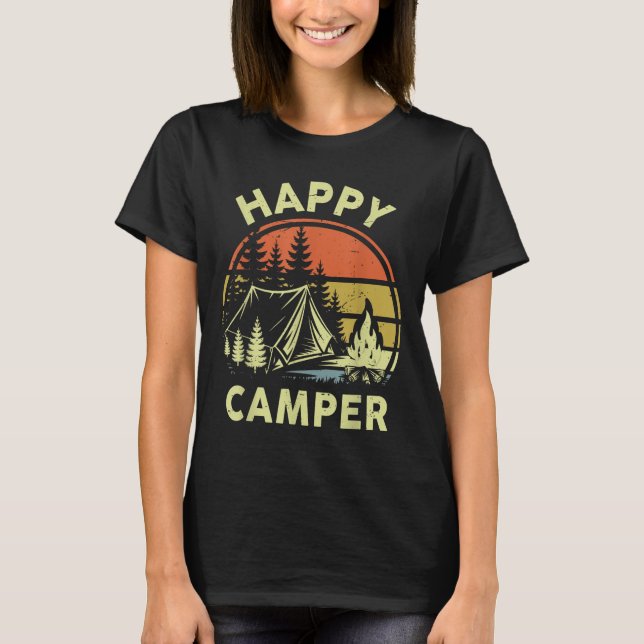 One Happy Camper Toddler Boy Funny Camng Campfire  T-Shirt (Front)