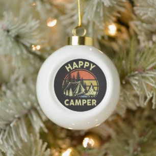 One Happy Camper Toddler Boy Funny Camping Ceramic Ball Christmas Ornament