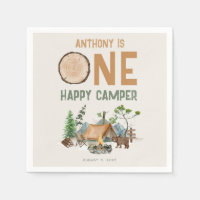 One Happy Camper Watercolor Woodland 1st Birthday
