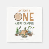 One Happy Camper Watercolor Woodland 1st Birthday