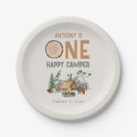 One Happy Camper Watercolor Woodland 1st Birthday