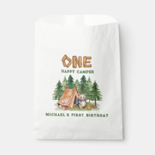 One Happy Camper Woodland Watercolor 1st Birthday Favour Bags