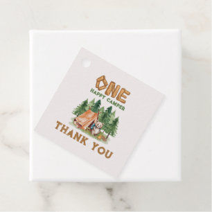 One Happy Camper Woodland Watercolor 1st Birthday Favour Tags