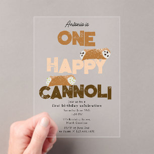 One Happy Cannoli Invite 1st  First Birthday Cute Acrylic Invitations