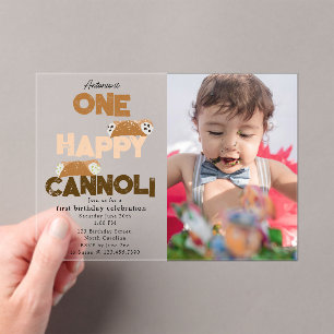 One Happy Cannoli Invite 1st  First Birthday Photo Acrylic Invitations