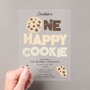 One Happy Cookie Invite 1st  First Birthday Cute Acrylic Invitations