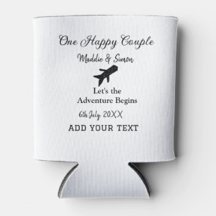 One happy Couple let's adventure begins wedding co Can Cooler