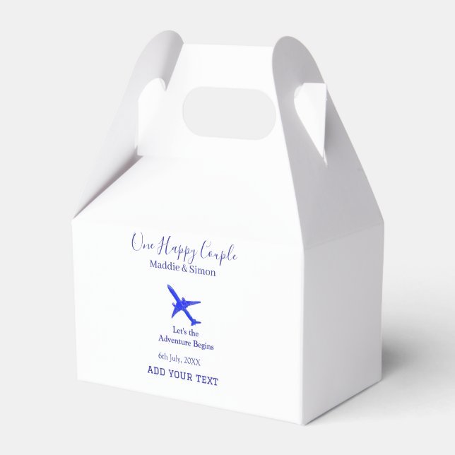 One happy Couple let's adventure begins wedding co Favour Box (Front Side)