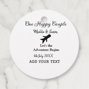 One happy Couple let's adventure begins wedding co Favour Tags