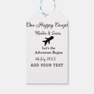 One happy Couple let's adventure begins wedding co Gift Tags