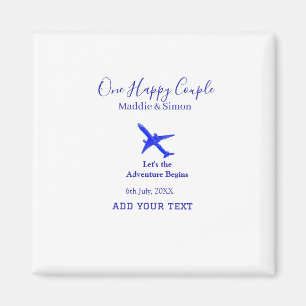One happy Couple let's adventure begins wedding co Magnet