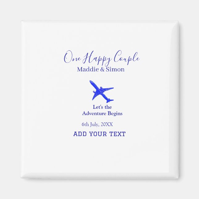 One happy Couple let's adventure begins wedding co Magnet (Front)