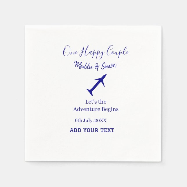 One happy Couple let's adventure begins wedding co Napkin (Front)