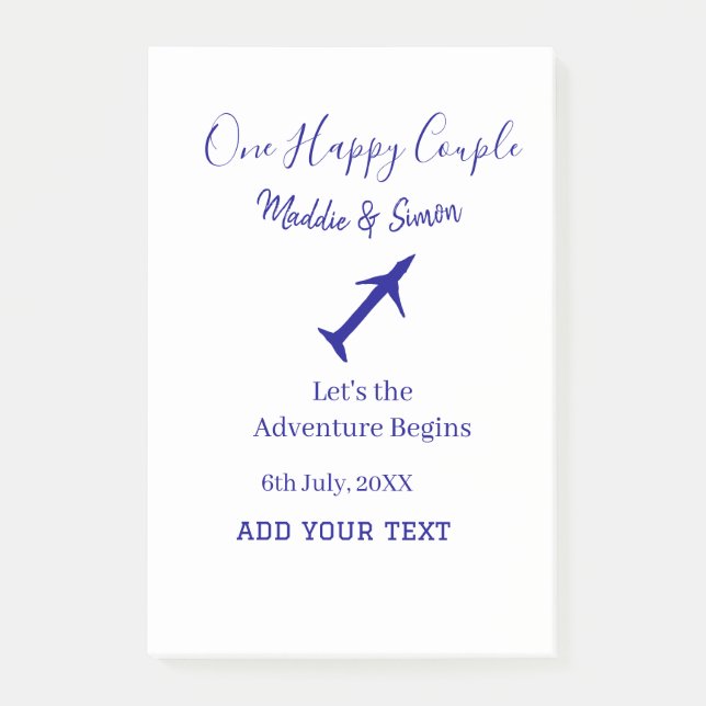 One happy Couple let's adventure begins wedding co Post-it Notes (Front)