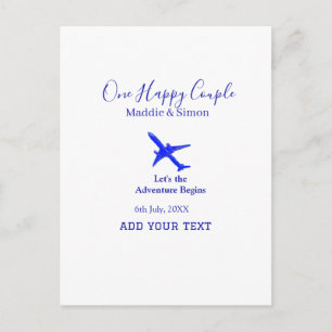 One happy Couple let's adventure begins wedding co Postcard