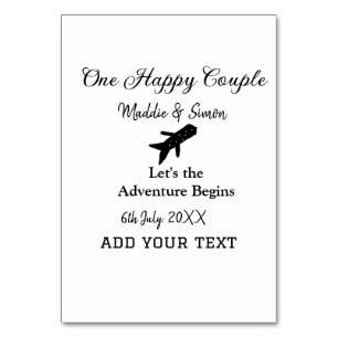 One happy Couple let's adventure begins wedding co Table Number