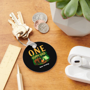 One Happy Dada First Birthday Bear Camping Funny Key Ring