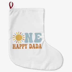 One Happy Dada of The Birthday First Trip Around t Large Christmas Stocking