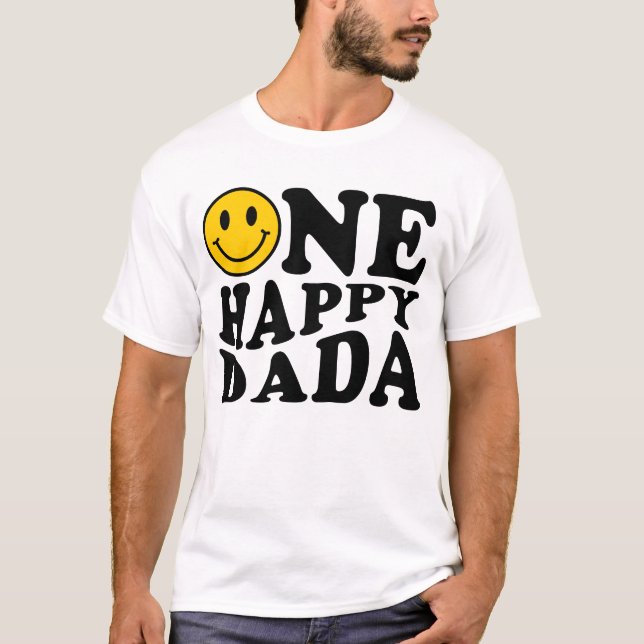 One Happy Dada Yellow Matching One Family Birthday T-Shirt (Front)