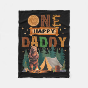 One Happy Daddy Camper 1st Birthday Camng Bear  Fleece Blanket