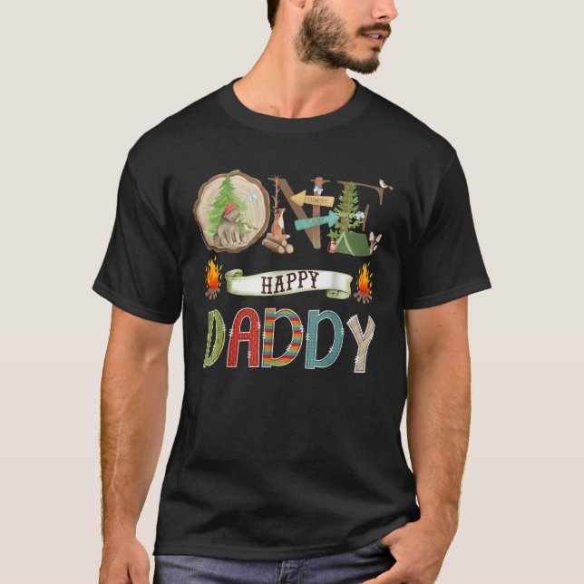 One Happy Daddy Camper 1St Birthday Camping Bear  T-Shirt (Front)