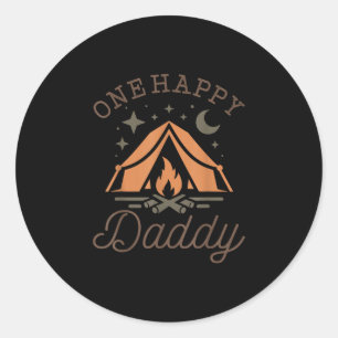 One happy daddy camper 1st birthday camping family classic round sticker