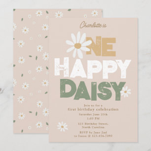 One Happy Daisy Invite 1st  First Birthday Cute