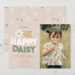 One Happy Daisy Invite 1st  First Birthday Photo