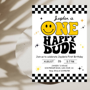 One Happy Dude 1st Birthday - Boy First Birthday Invitation