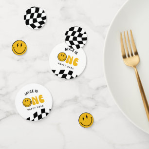 One Happy Dude 1st Birthday Chequered Confetti