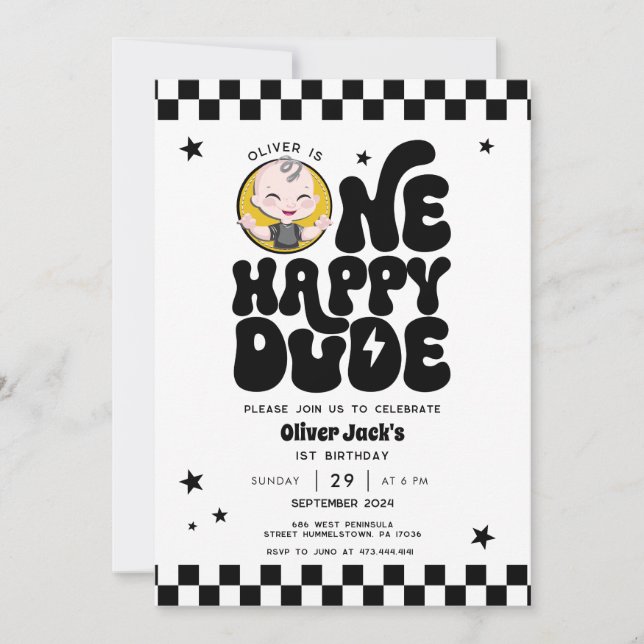 One Happy Dude 1st Birthday Invitation (Front)