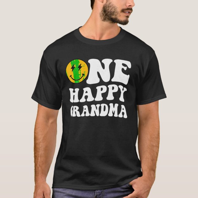 One Happy Dude 1st Birthday One Cool Grandma Famil T-Shirt (Front)