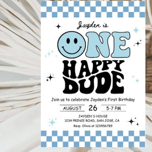 One Happy Dude 1st Birthday Party Invitation
