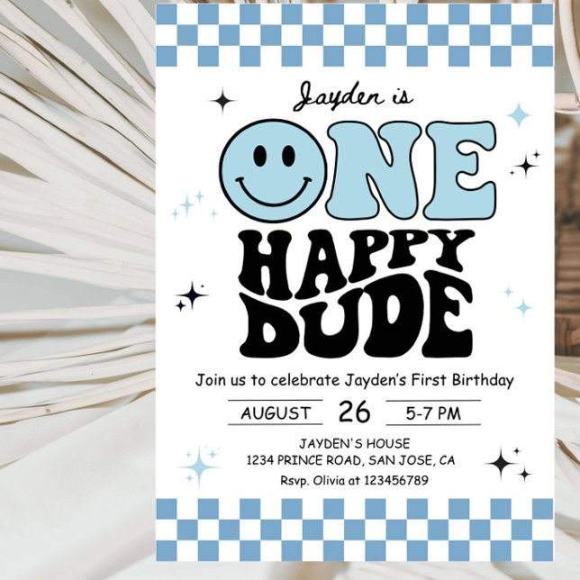 One Happy Dude 1st Birthday Party Invitation (Creator Uploaded)
