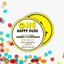 One Happy Dude 1st Birthday Smiley Face
