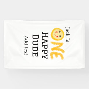 One happy dude 1st happy Birthday smile yellow  Banner