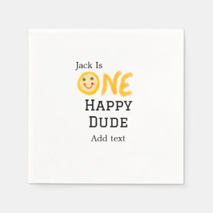 One happy dude 1st happy Birthday smiley yellow Napkin
