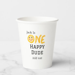 One happy dude 1st happy Birthday smiley yellow  Paper Cups