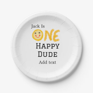 One happy dude 1st happy Birthday smiley yellow  Paper Plate