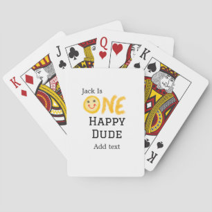 One happy dude 1st happy Birthday smiley yellow  Playing Cards