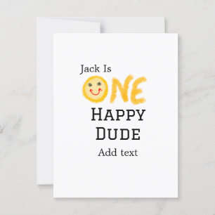 One happy dude 1st happy Birthday smiley yellow Postcard