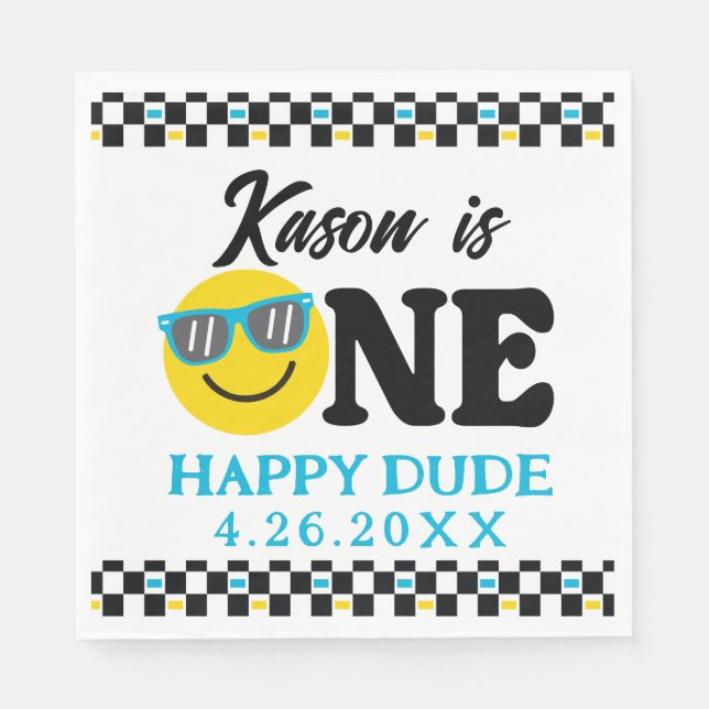 One Happy Dude Birthday 1st Birthday Decorations Napkin (Front)