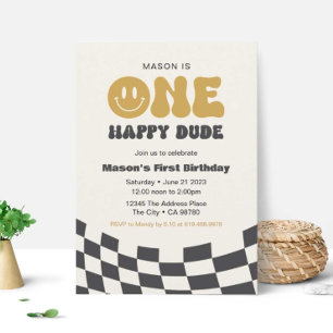 One Happy Dude Birthday Invitation • Happy Dude