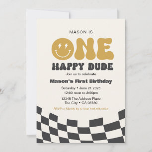 One Happy Dude Birthday Invitation • Happy Dude