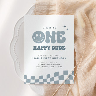 ONE Happy Dude Birthday Party Invitation