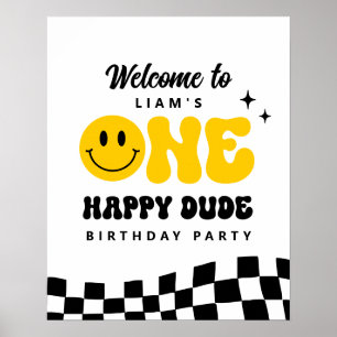 ONE Happy Dude Birthday Party Welcome Sign