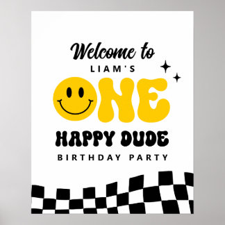 ONE Happy Dude Birthday Party Welcome Sign